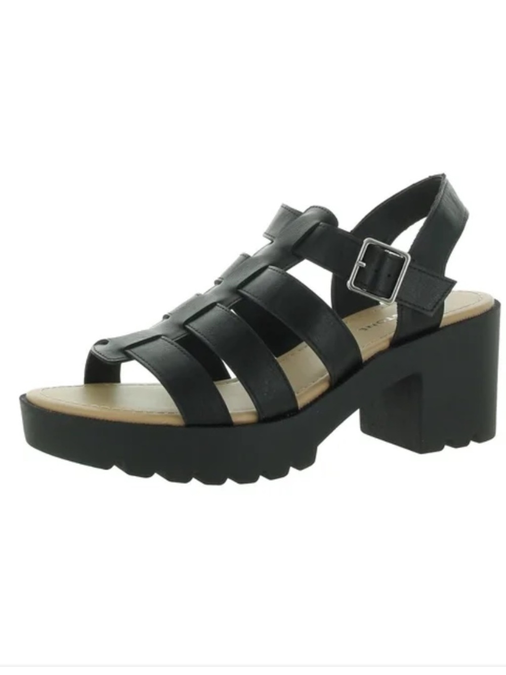 Sun + Stone Womens Daisee Faux Leather Platform Block Heels